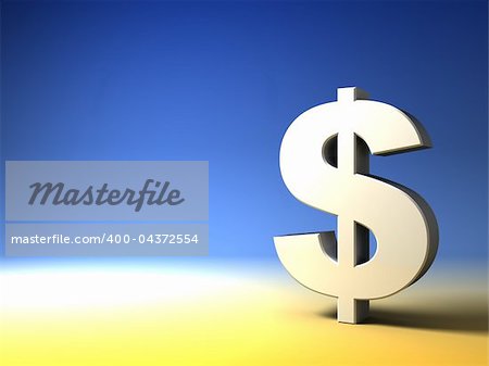 abstract 3d illustration of chrome colors background with dollar sign