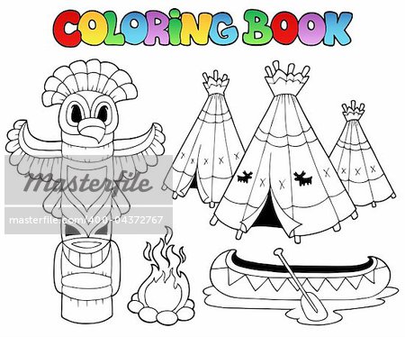 Coloring book with totem - vector illustration.