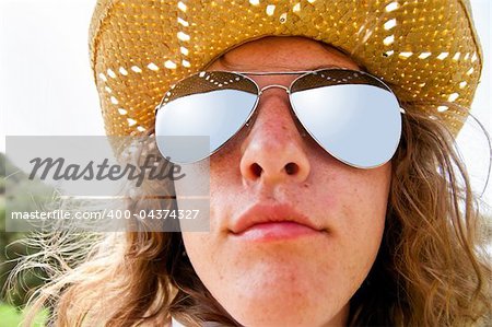 funny close up view of displeased woman