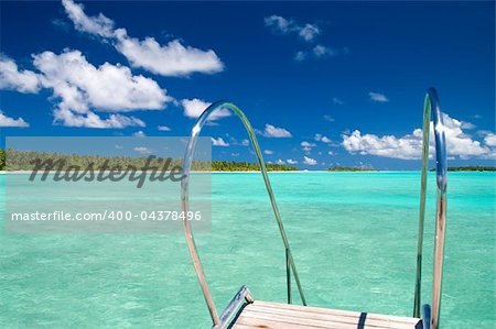 ladder into the turquoise indian ocean