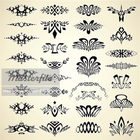 Design elements and page decoration. Vintage ornamental abstract symbols for your layout. Vector set.