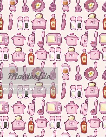 seamless cartoon kitchen pattern