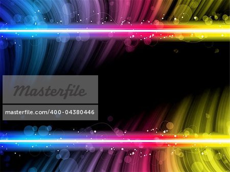 Vector - Disco Abstract Colorful Waves on Black Background