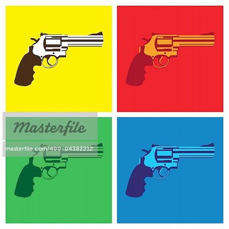 revolver in pop-art style - illustration