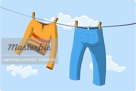 Illustration of clothes drying