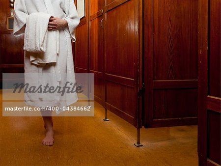 An abstract detail of a person in an old style european bath house and spa