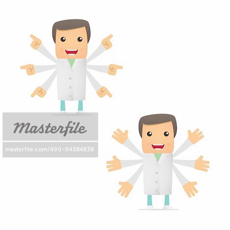 set of funny cartoon doctor in various poses for use in presentations, etc.