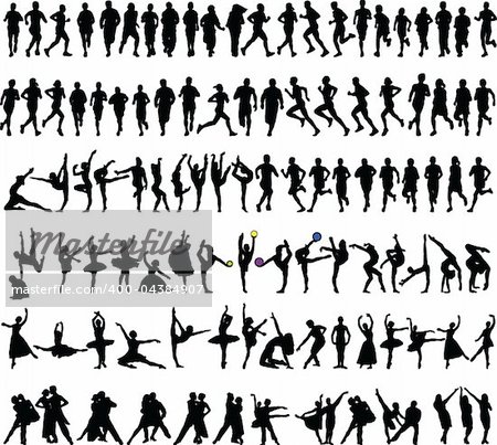 illustration of people in actions - vector