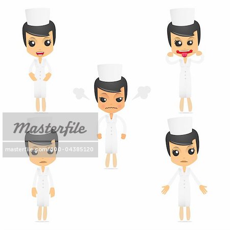 set of funny cartoon nurse in various poses for use in presentations, etc.