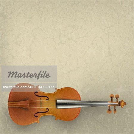 abstract grunge music background with violin on beige