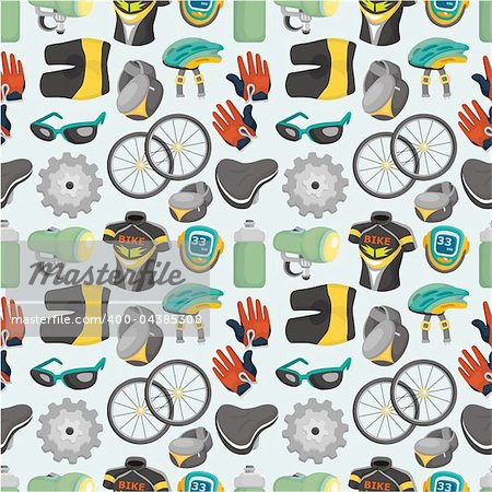 cartoon bicycle equipment seamless pattern