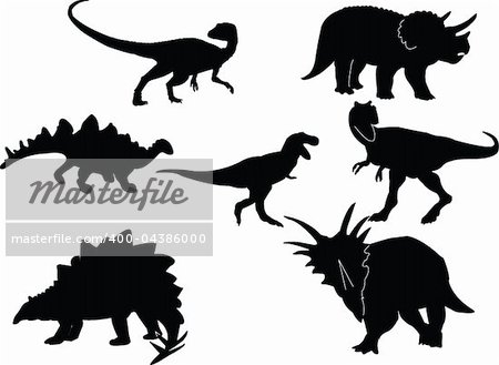 Dinosaurs silhouettes collection - vector