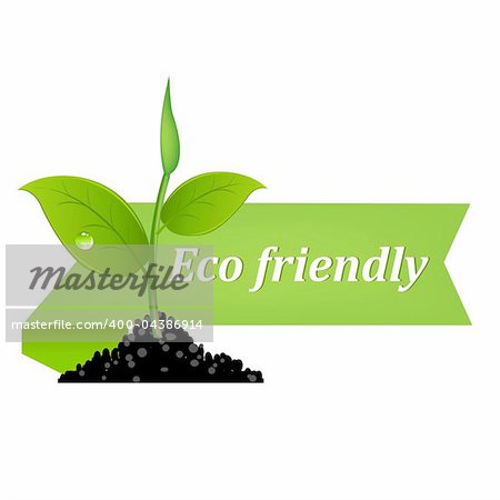 Eco Friendly Banner, Isolated On White Background, Vector Illustration