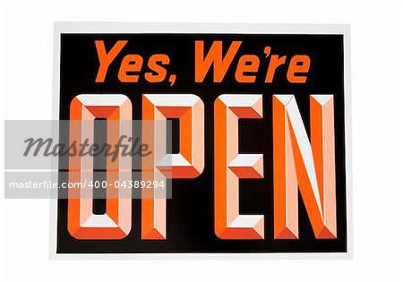 Open sign, includes clipping path