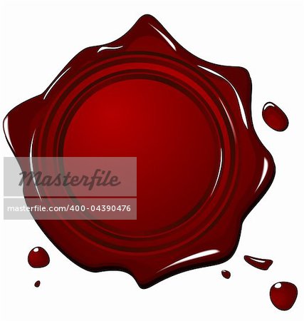 Illustration of wax grunge red seal isolated on white background - vector