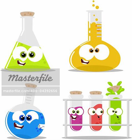 Science chemical flasks and beakers