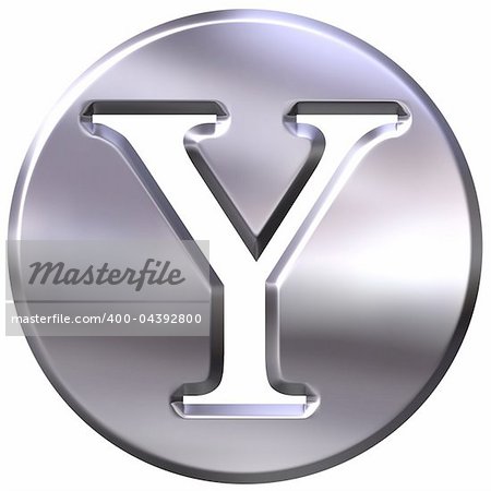 3d silver letter Y isolated in white