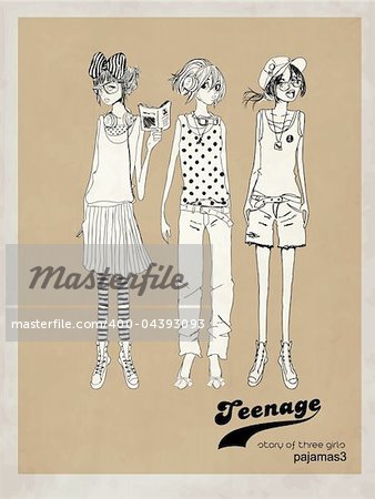 fashion girls  illustration vector drawing penciled sketch