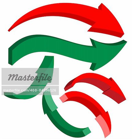 Set of Red and Green Arrows in Different Shapes