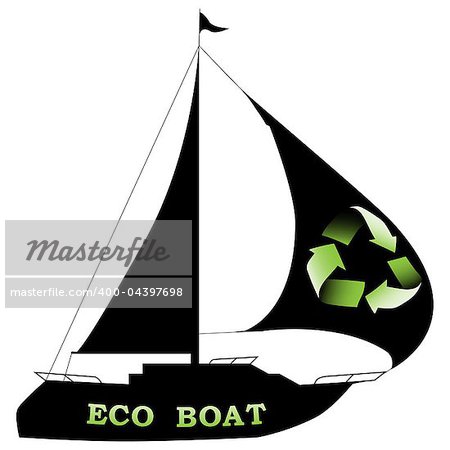 Illustration of silhouette eco boat on a white background.