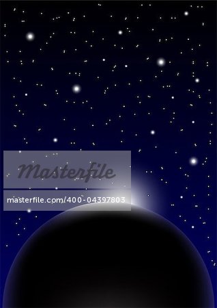 Night Sky Background - Stars and Planet on Dark Night  Background