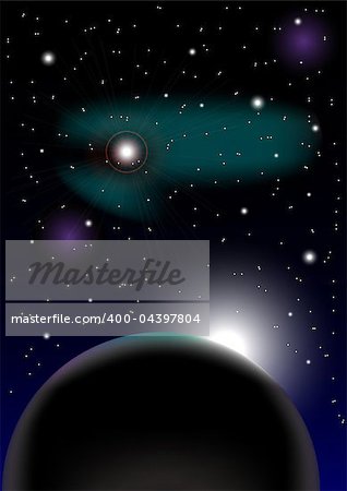 Night Sky Background - Stars and Planet on Dark Night  Background