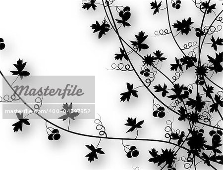 Editable vector illustration of vines with background shadow made using a gradient mesh