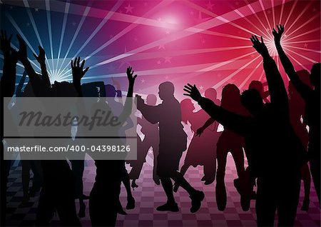 Disco Dance - colored background illustration, vector