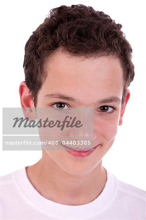 cute boy, smiling, isolated on white, studio shot