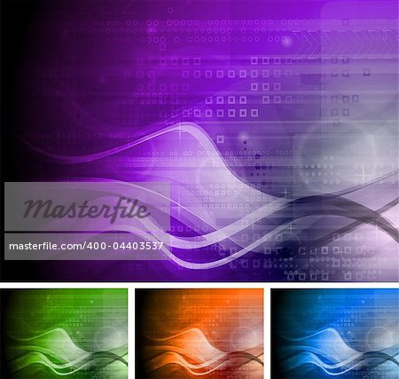 Set of abstract tech backgrounds with waves. Eps 10