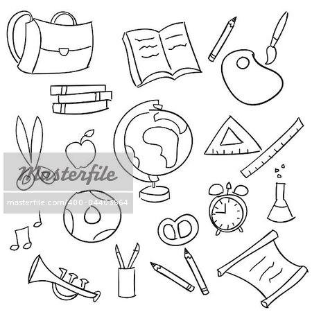 Back to school - set of school doodle illustrations