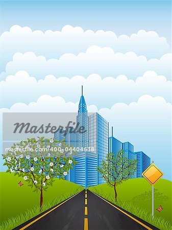 Summer landscape. Nature background.  Vector illustration.