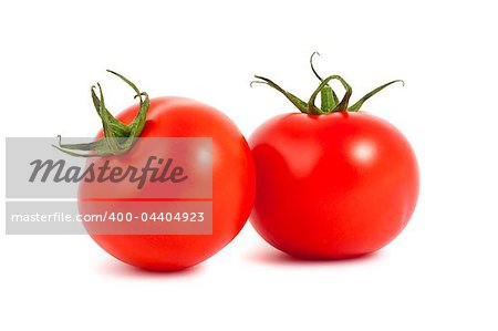 Two ripe tomatoes isolated on white background