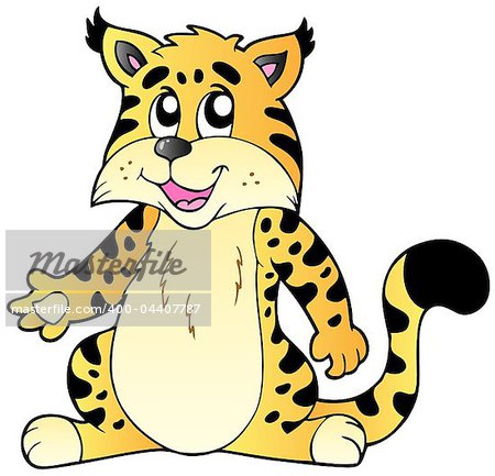 Cartoon lynx on white background - vector illustration.