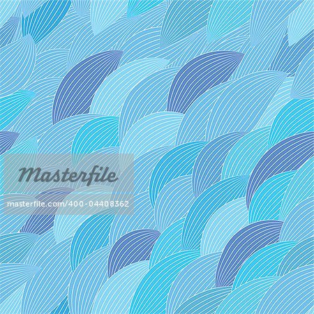 Blue abstract seamless pattern. Water texture. Wave wallpaper. Vector background.