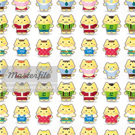 sweet cat family seamless pattern