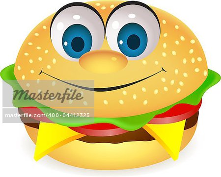 Vector illustration of burger cartoon character