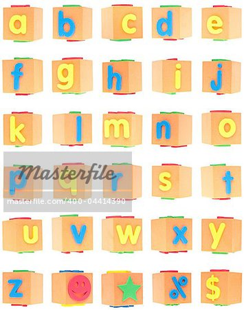 Alphabet Set on Foam Blocks Isolated on White with a Clipping Path. Alphabet Set on Foam Blocks Isolated on White with a Clipping Path.