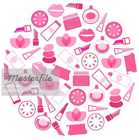 Beauty icons collection in sphere. Vector Illustration.