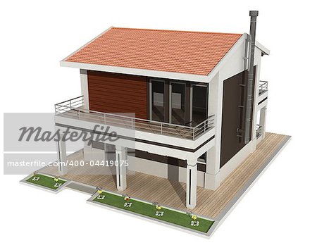 perspective view of contemporary house on white background exclusive design - rendering