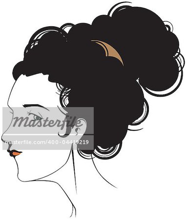 Female head on white background