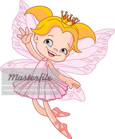 Cute fairy ballerina flying