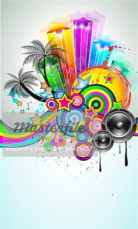 Tropical Event Disco Flyer for Music Poster, Night Parites or Latin live concert wallpapers.
