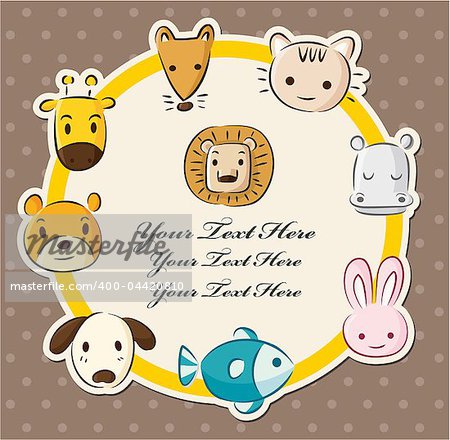 cartoon animal head card