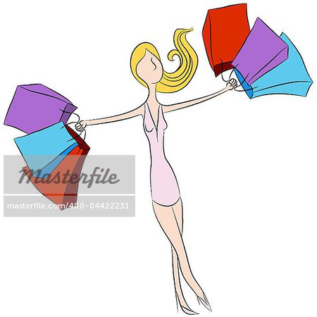 An image of a girl holding shopping bags.