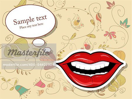 Vector picture with lips and speech bubbles