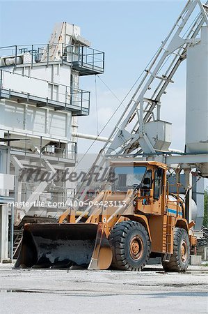 Factory for production of asphalt and excavator