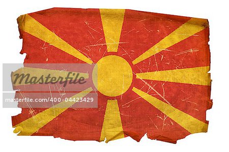 Macedonia Flag old, isolated on white background.