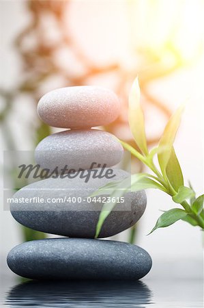 Massage stones with bamboo