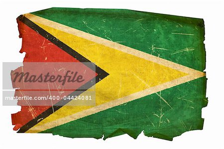 Guyana Flag old, isolated on white background.